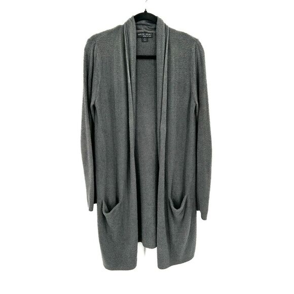 BAREFOOT DREAMS Bamboo Chic Lite Gray Long Open Cardigan Sweater Size Small - Picture 2 of 8